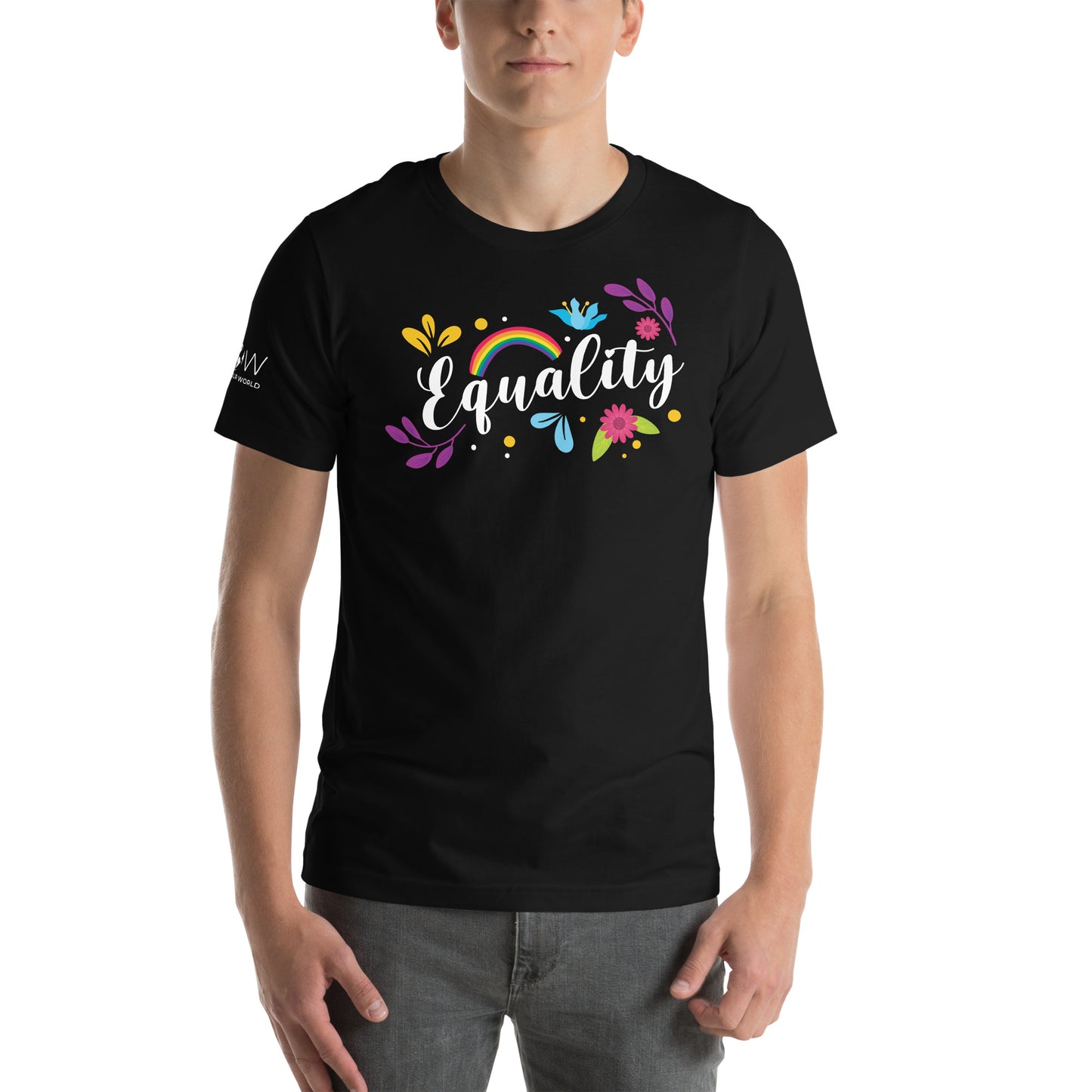 Equality - Floral Rainbow Edition Black Motivational Men's T-Shirt