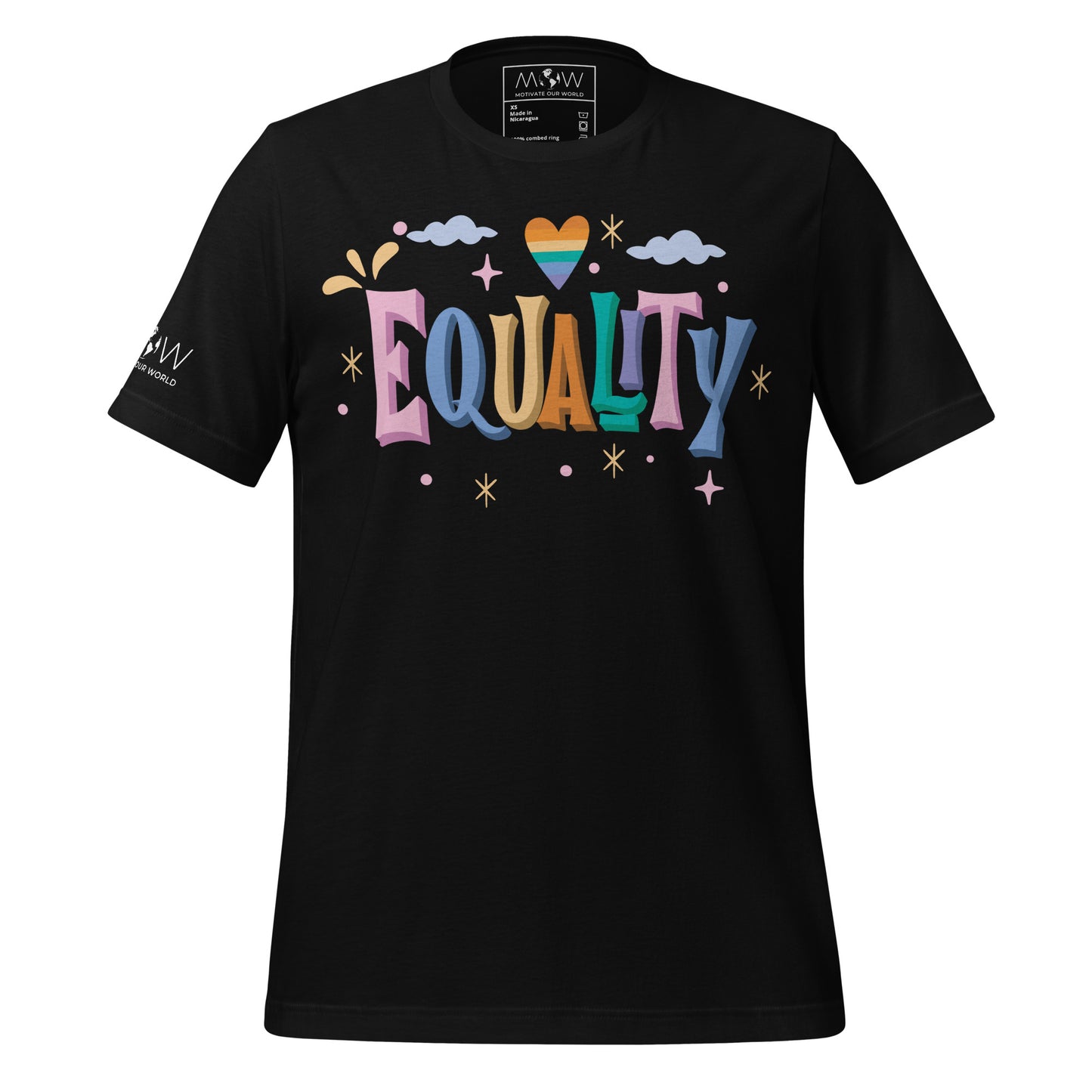 Equality - Rainbow Heart Edition Black Motivational Men's T-Shirt