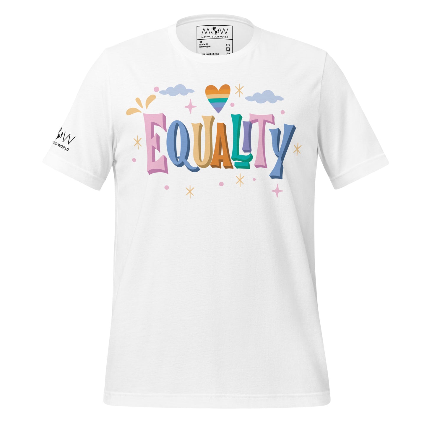 Equality - Rainbow Heart Edition White Motivational Men's T-Shirt
