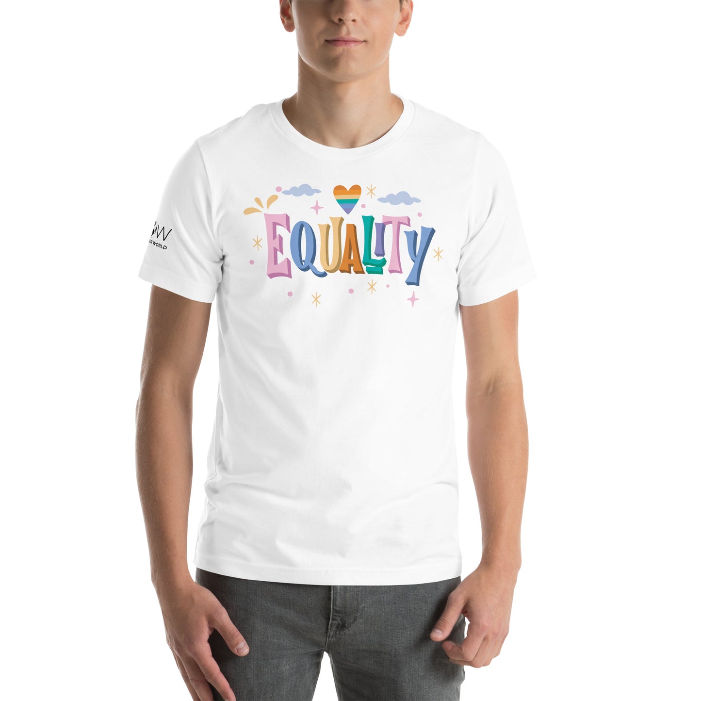 Equality - Rainbow Heart Edition White Motivational Men's T-Shirt