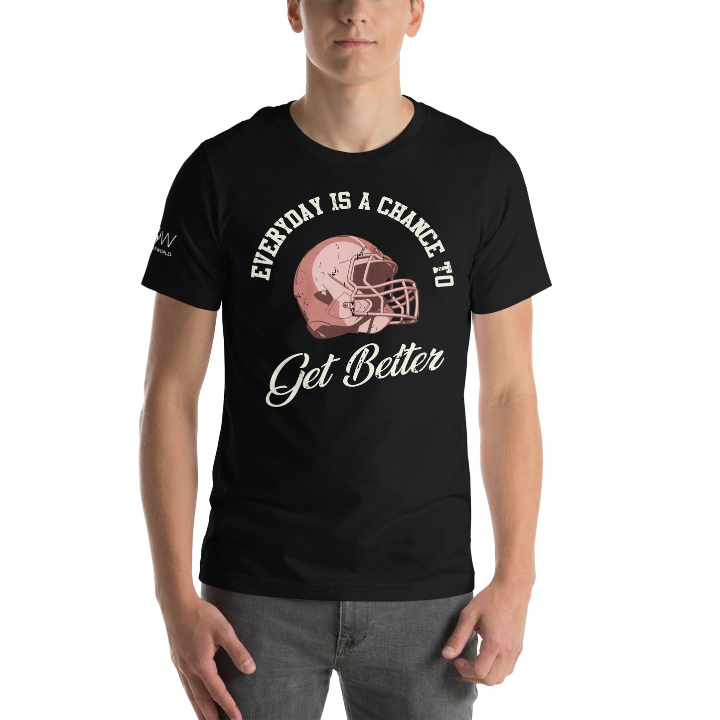 "Everyday Is a Chance to Get Better" Football Men's Motivational Black T-Shirt