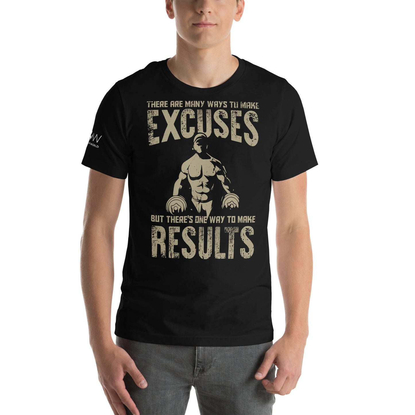 Excuses vs. Results Men's Motivational Black T-Shirt