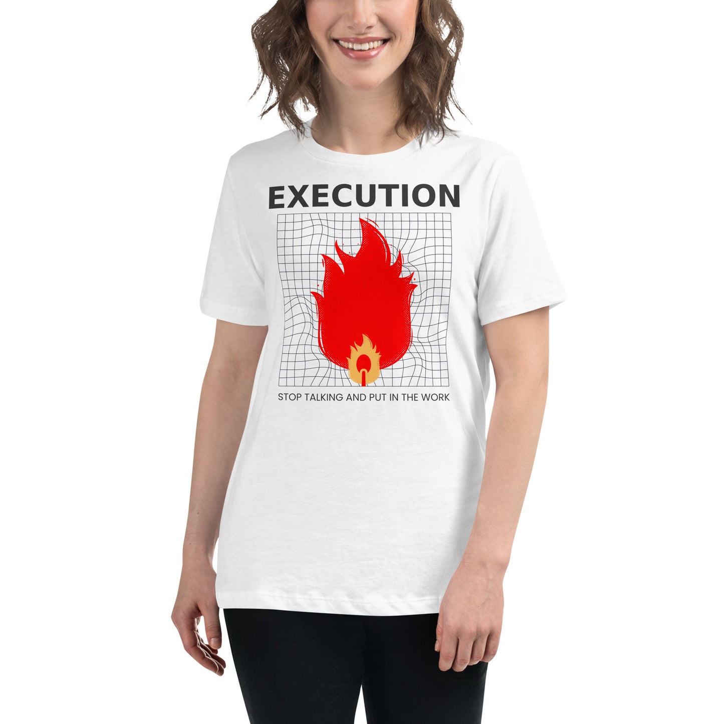 Execution V White Motivational Women’s T-Shirt Lifestyle