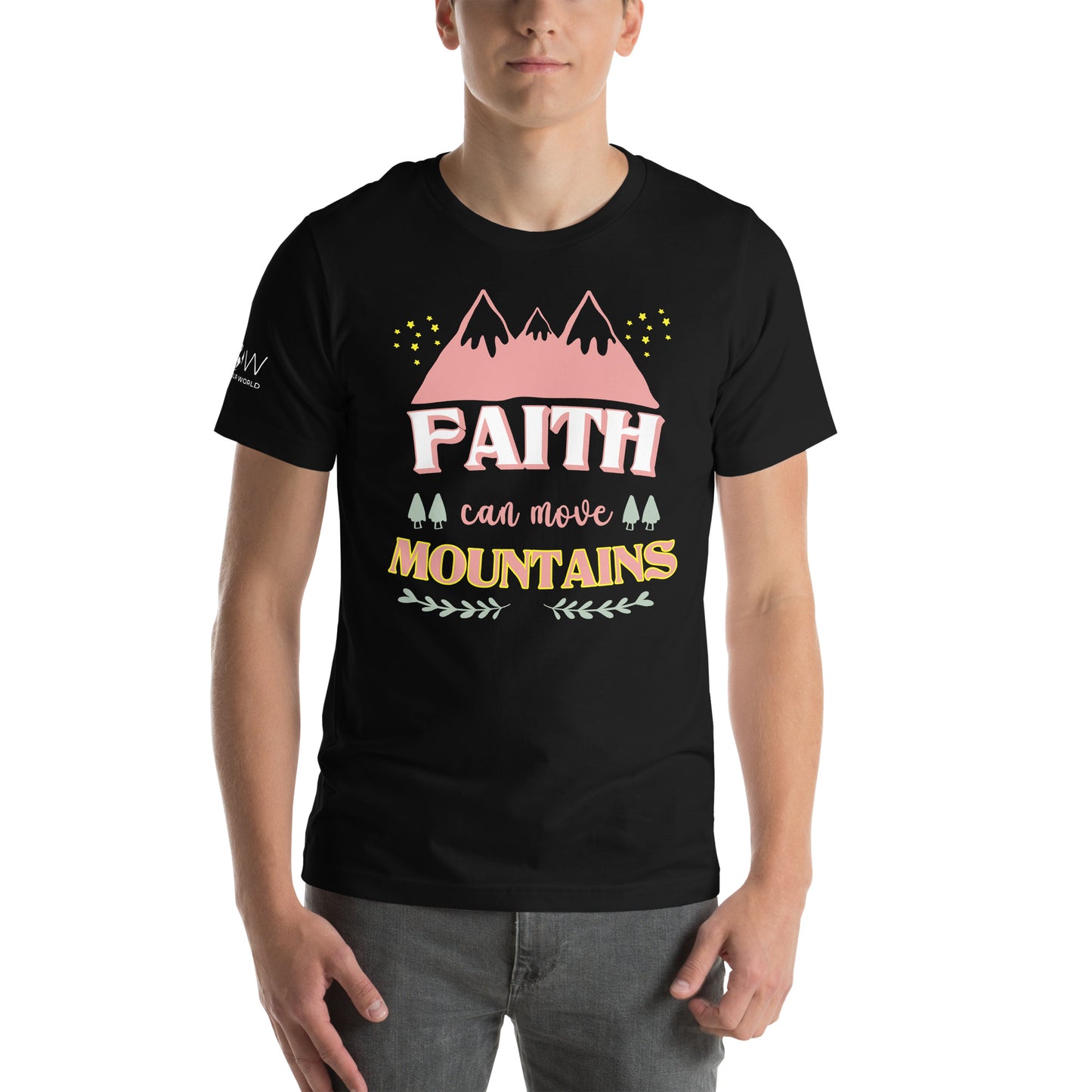 Faith Can Move Mountains Men's Motivational Black T-Shirt