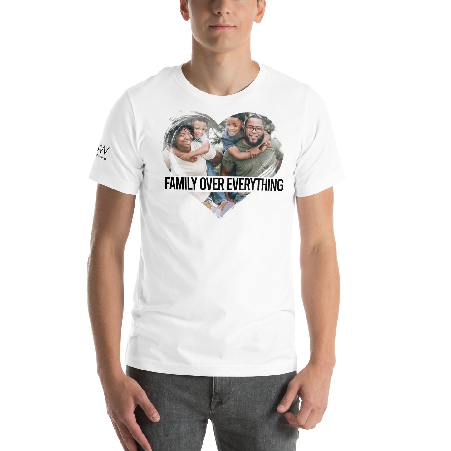 Family Over Everything- Heart Edition White Motivational Men's T-Shirt Lifestyle