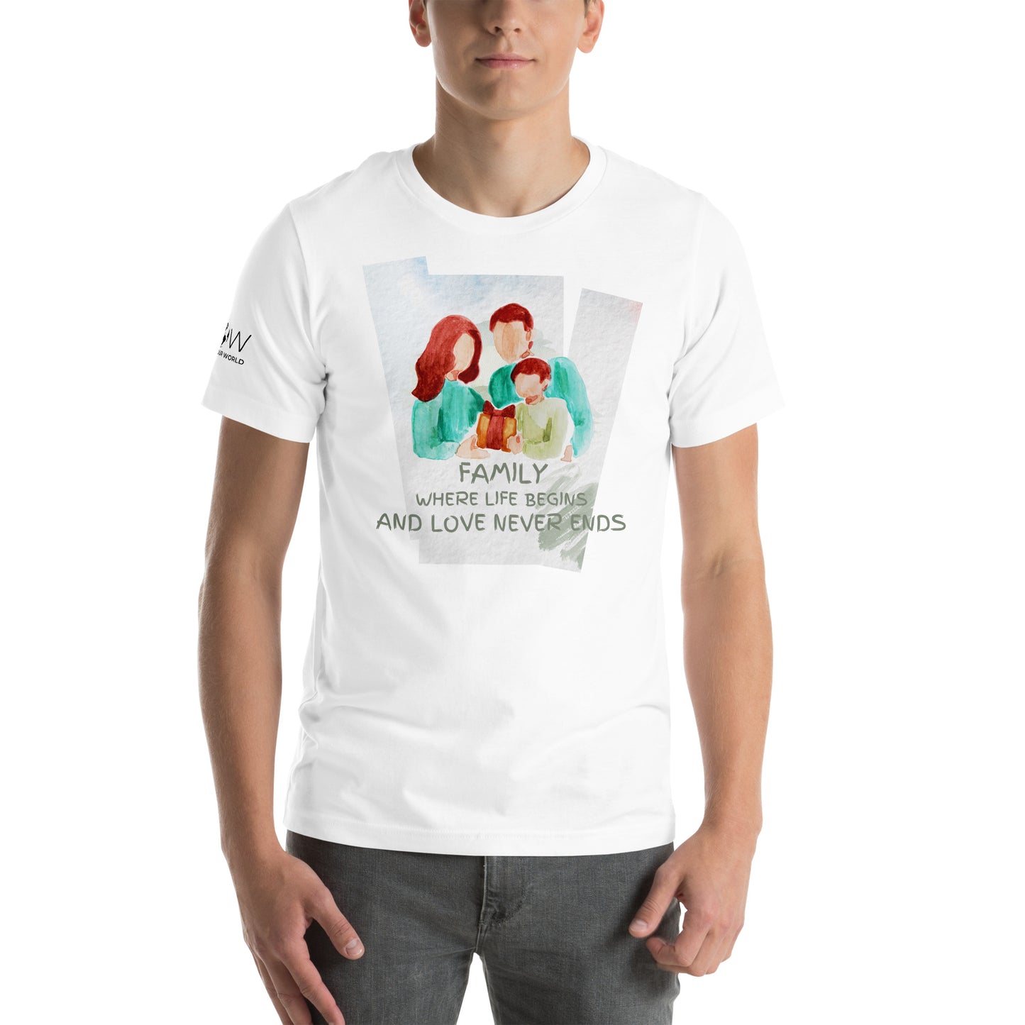 Family: Where Life Begins & Love Never Ends - Watercolor Edition White Motivational Men's T-Shirt