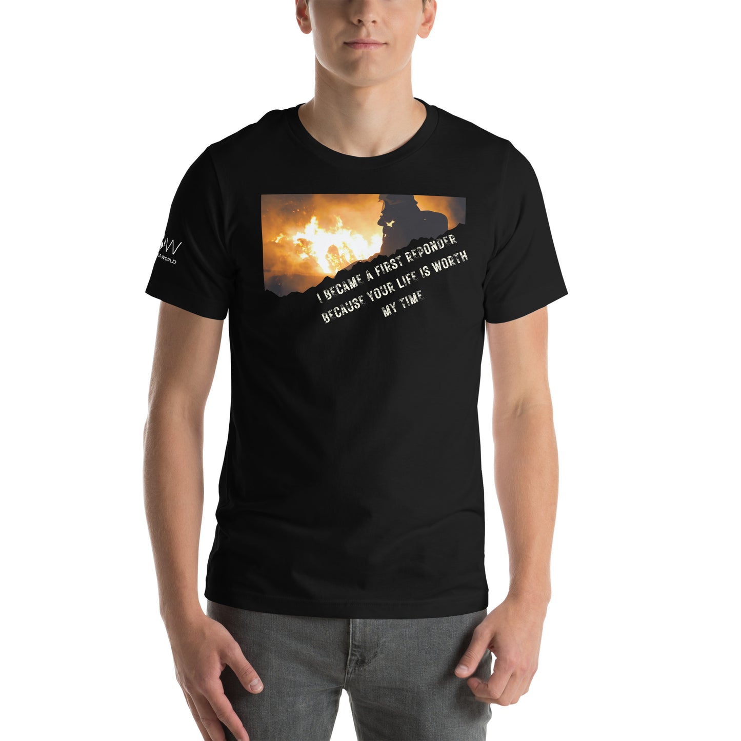 Firefighter Flame Edition – Your Life Is Worth My Time Black Motivational Men's T-Shirt