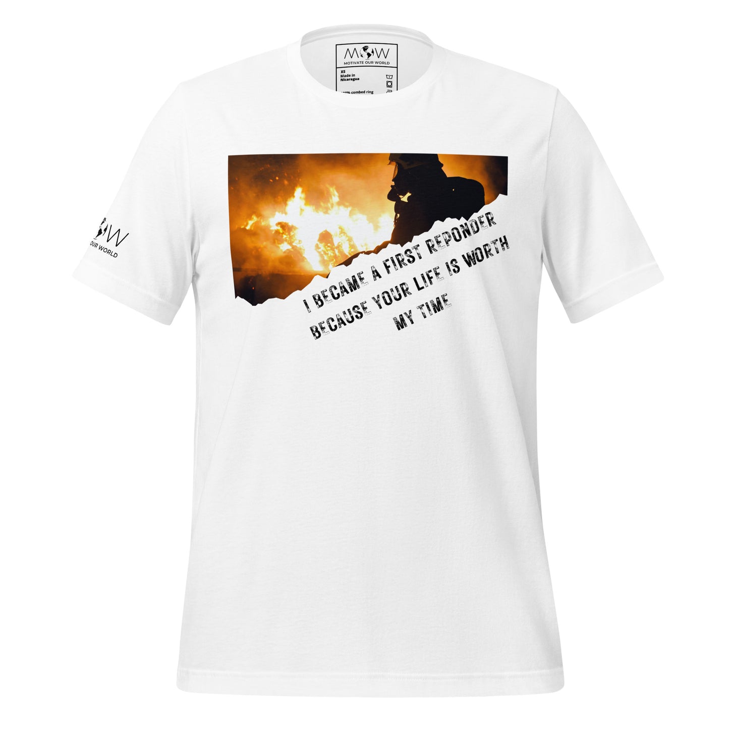 Firefighter Flame Edition – Your Life Is Worth My Time White Motivational Men's T-Shirt