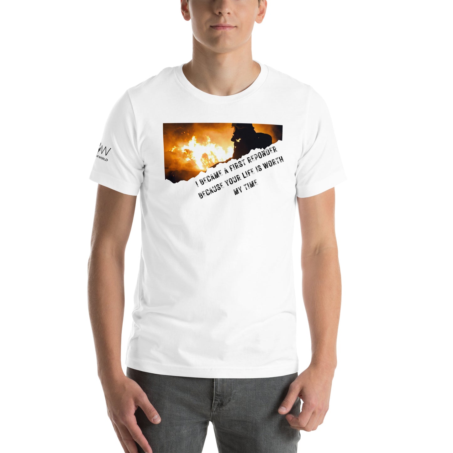 Firefighter Flame Edition – Your Life Is Worth My Time White Motivational Men's T-Shirt