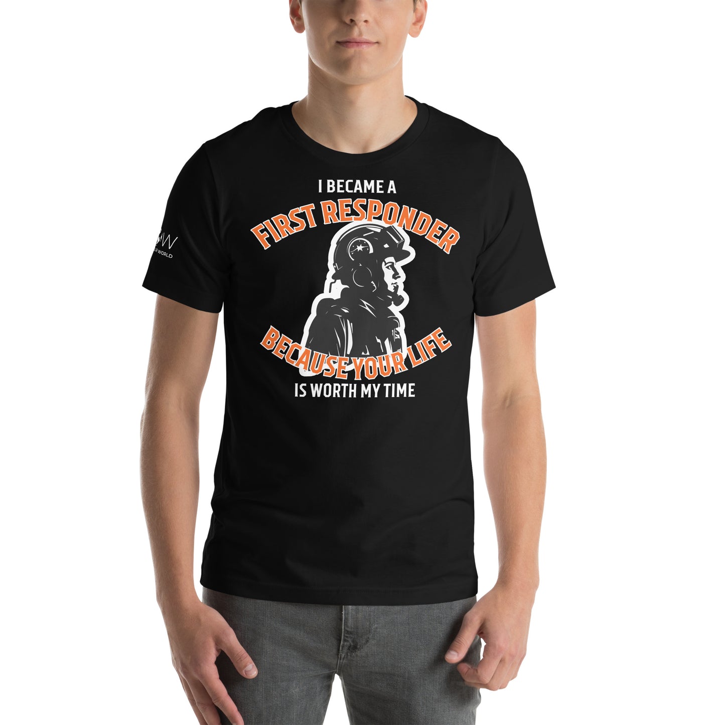 First Responder Helmet Edition – Your Life Is Worth My Time Black Motivational Men's T-Shirt