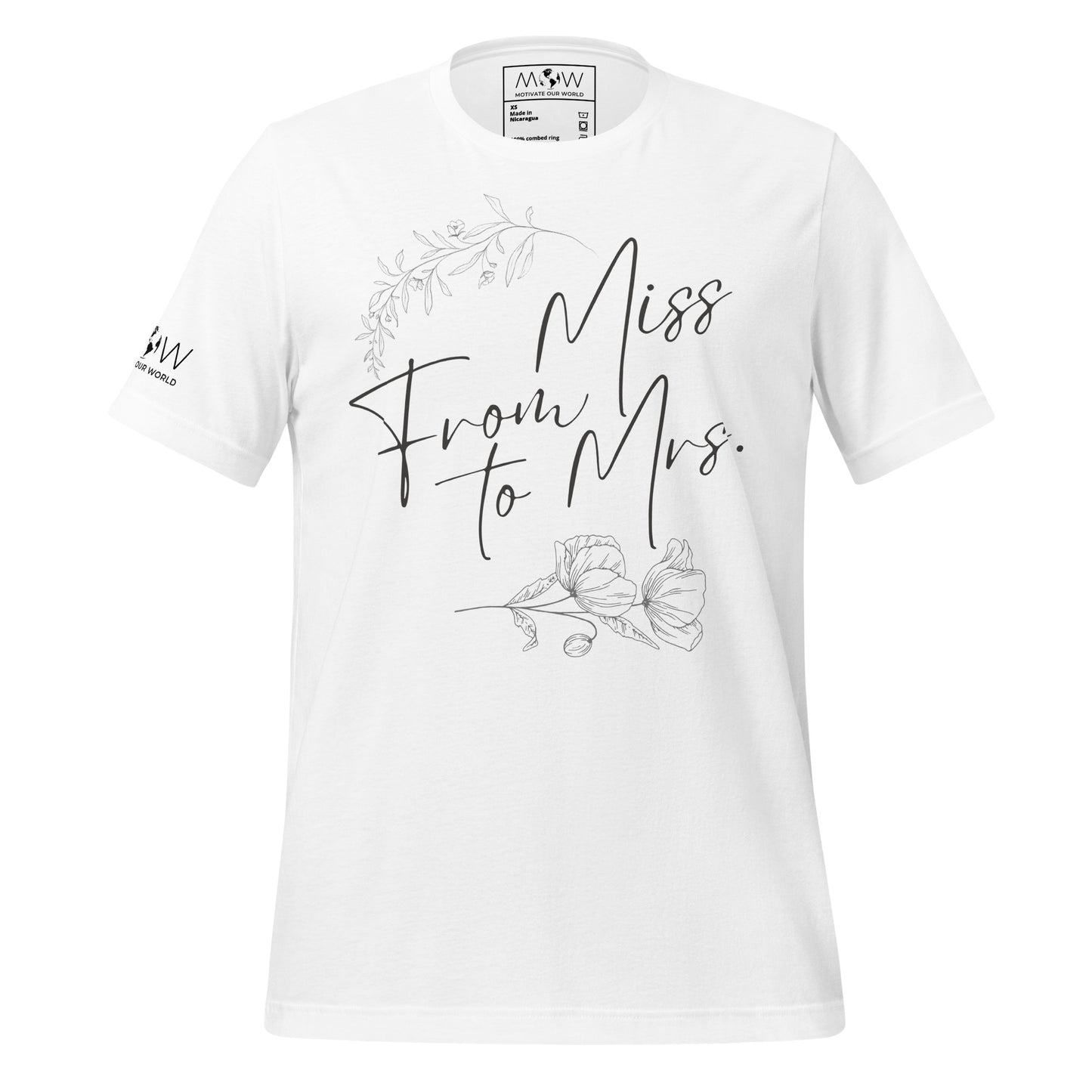 From Miss to Mrs. – Floral Script Edition White Motivational Men's T-Shirt