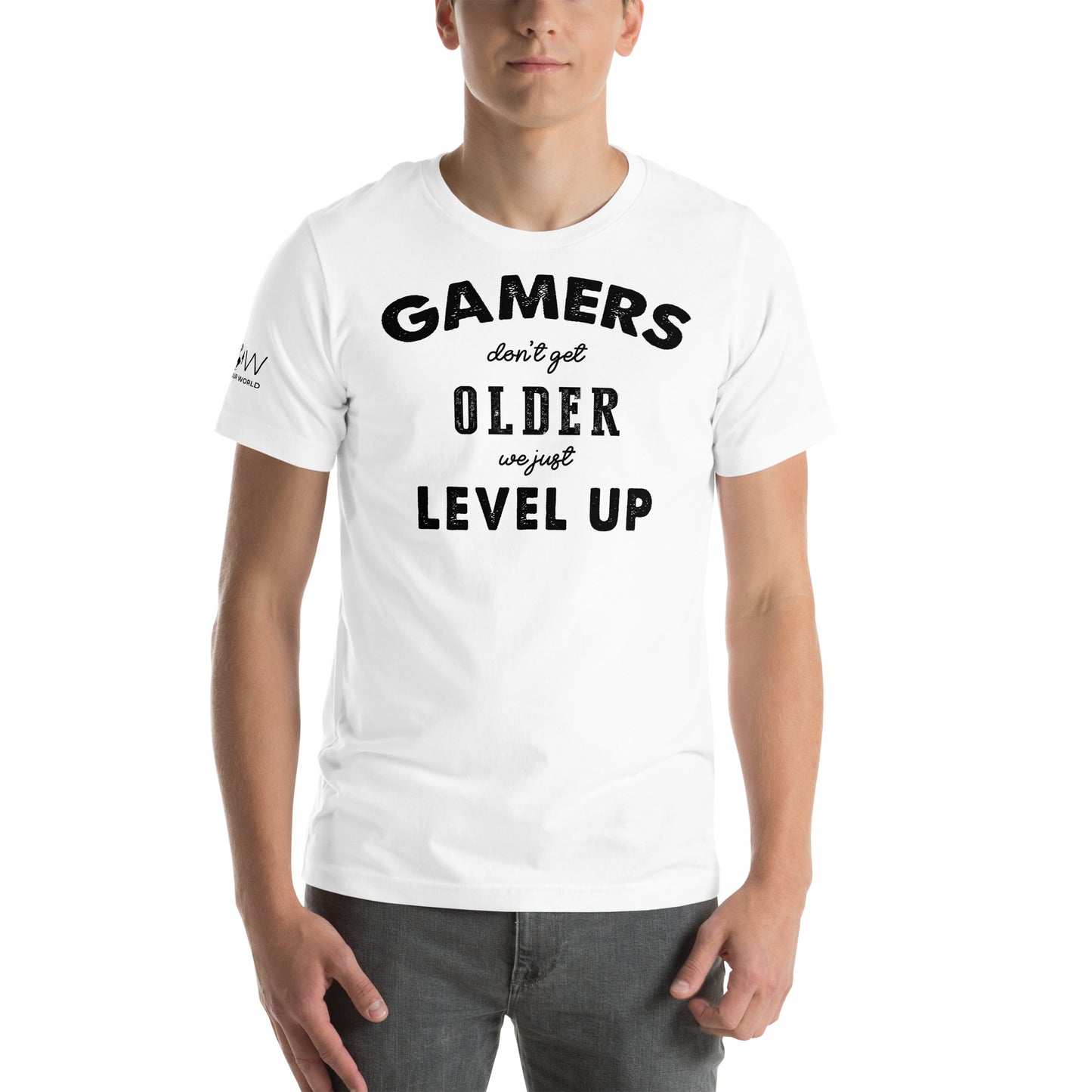 Gamers Level Up – Vintage Mode Edition White Motivational Men's T-Shirt