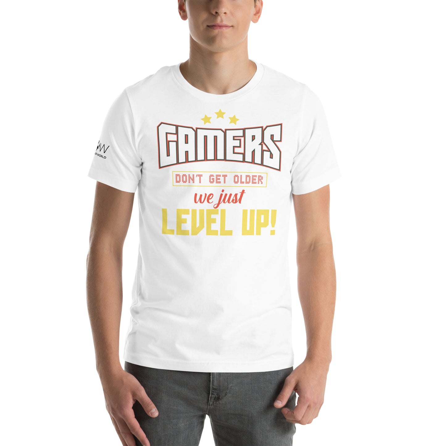 Gamers Level Up White Motivational Men's T-Shirt