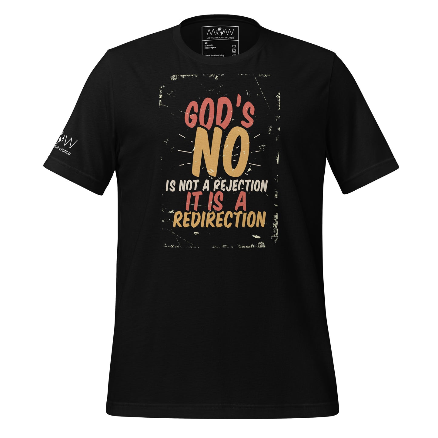 God’s “No” Is Not a Rejection, It Is a Redirection (Bold Design) Men's Motivational Black T-Shirt