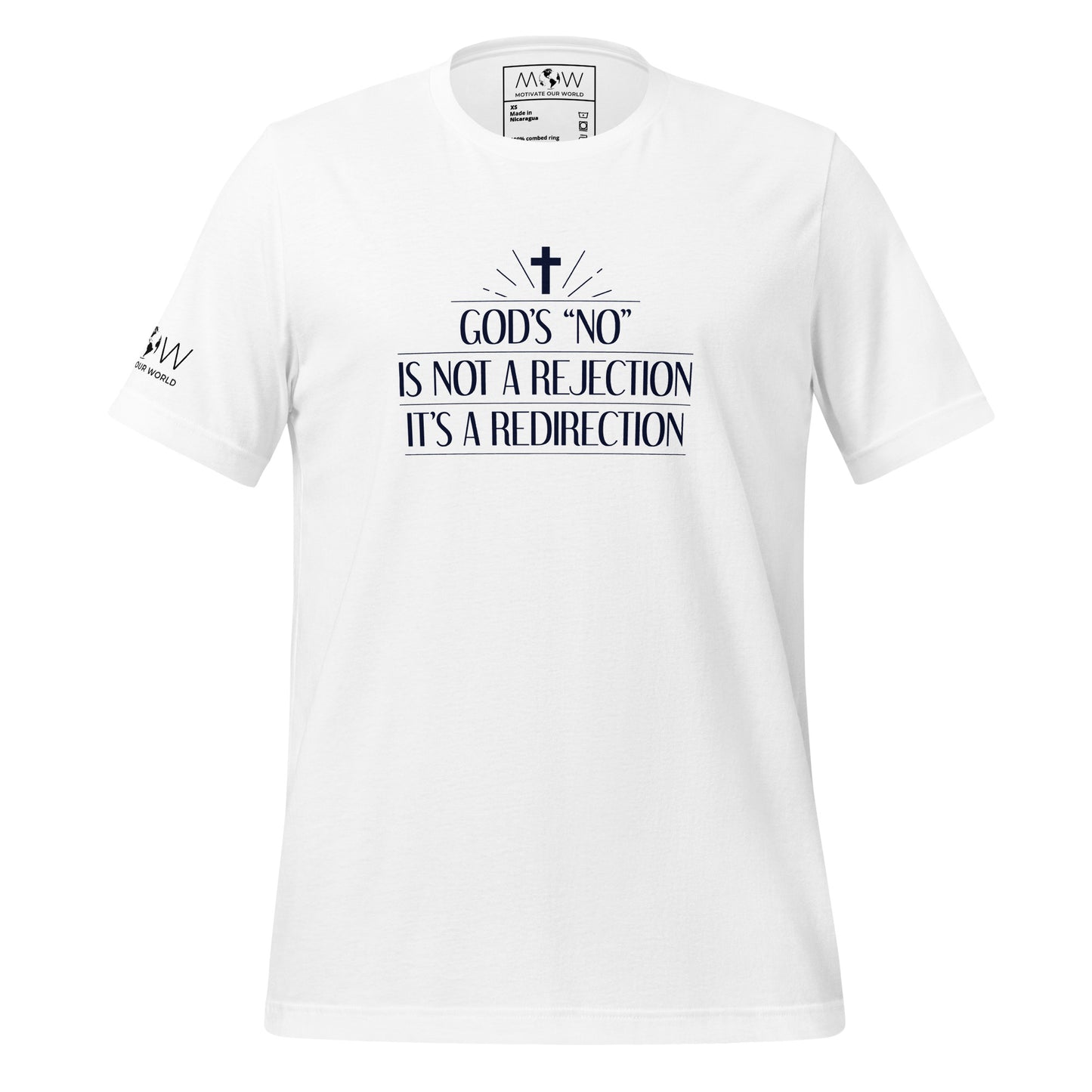 God’s “No” Is Not a Rejection, It’s a Redirection Men's Motivational White T-Shirt
