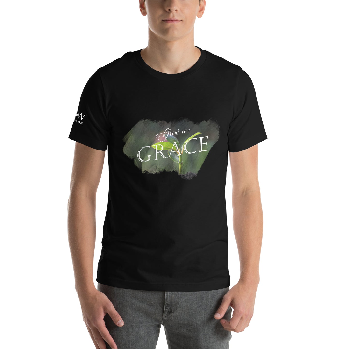 Grow in Grace - Plant Growth Men's Motivational Black T-Shirt