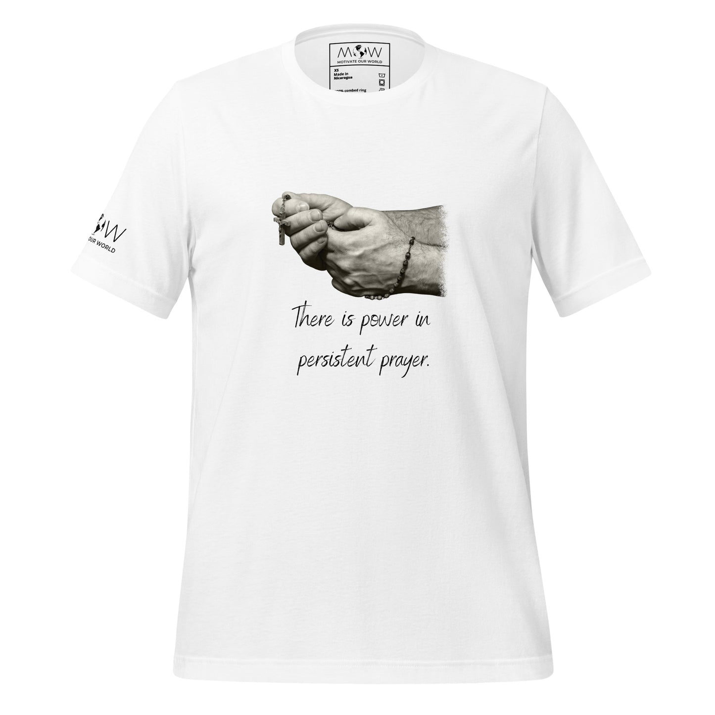 Hands in Prayer with Rosary Men's Motivational White T-Shirt