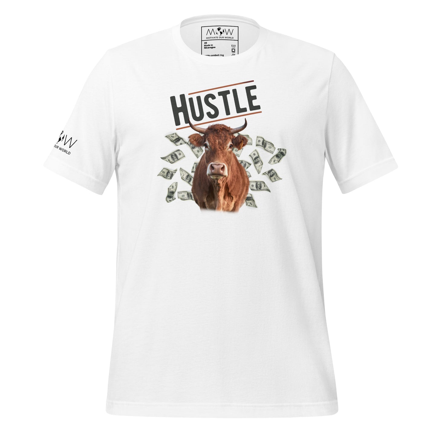 Hustle Bull Men's Motivational White T-Shirt