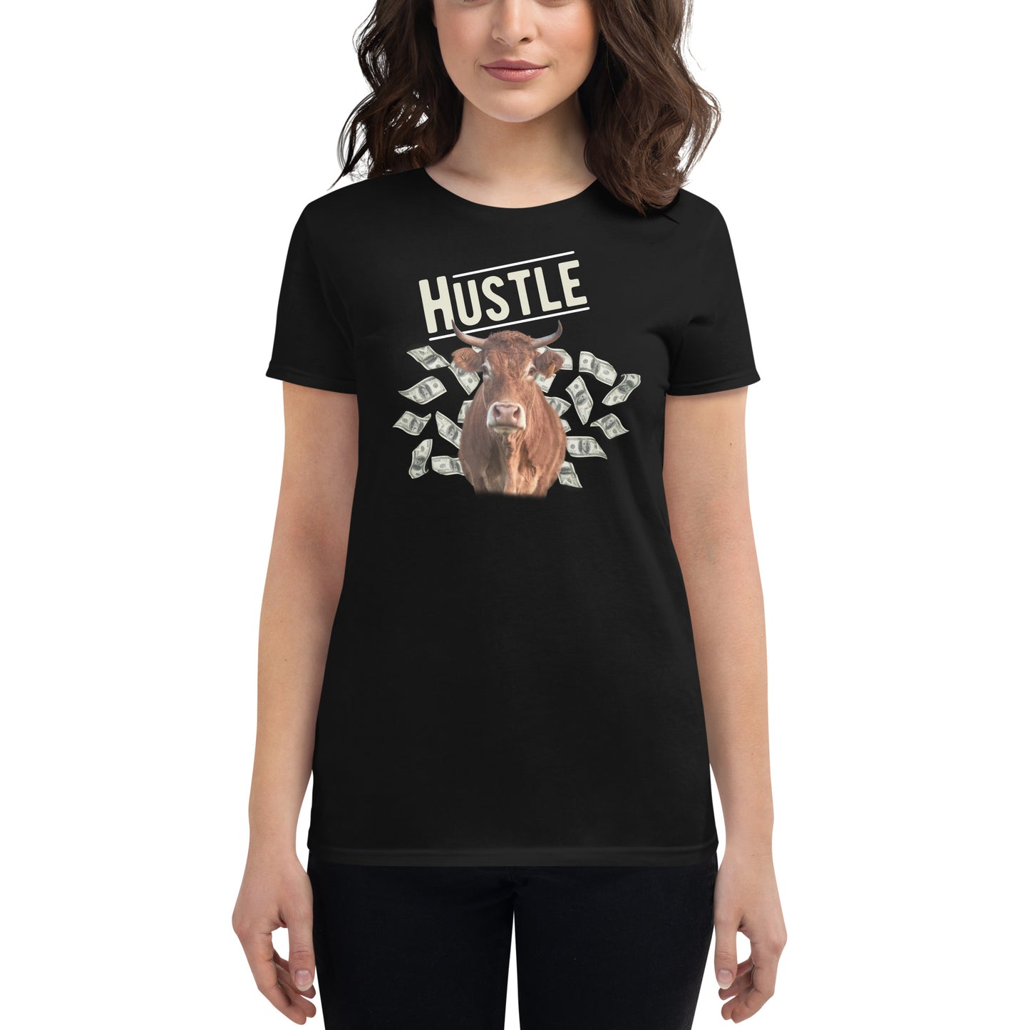 Hustle Bull Women’s Motrivational Black T-Shirt