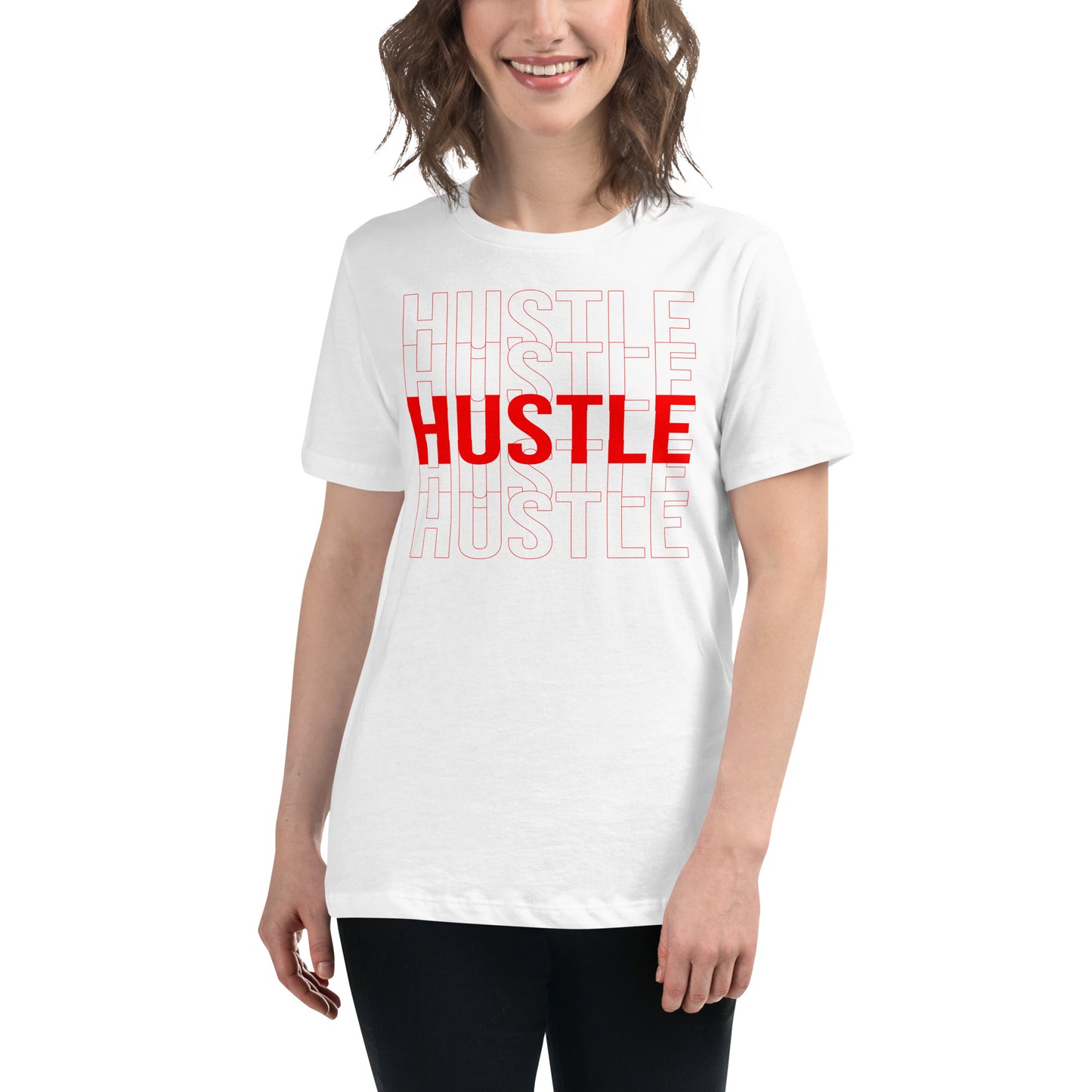 Hustle III White Motivational Women’s T-Shirt Lifestyle