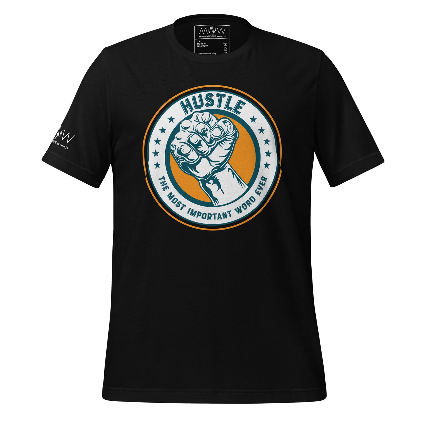 Hustle – The Most Important Word Ever II Men's Motivational Black T-Shirt