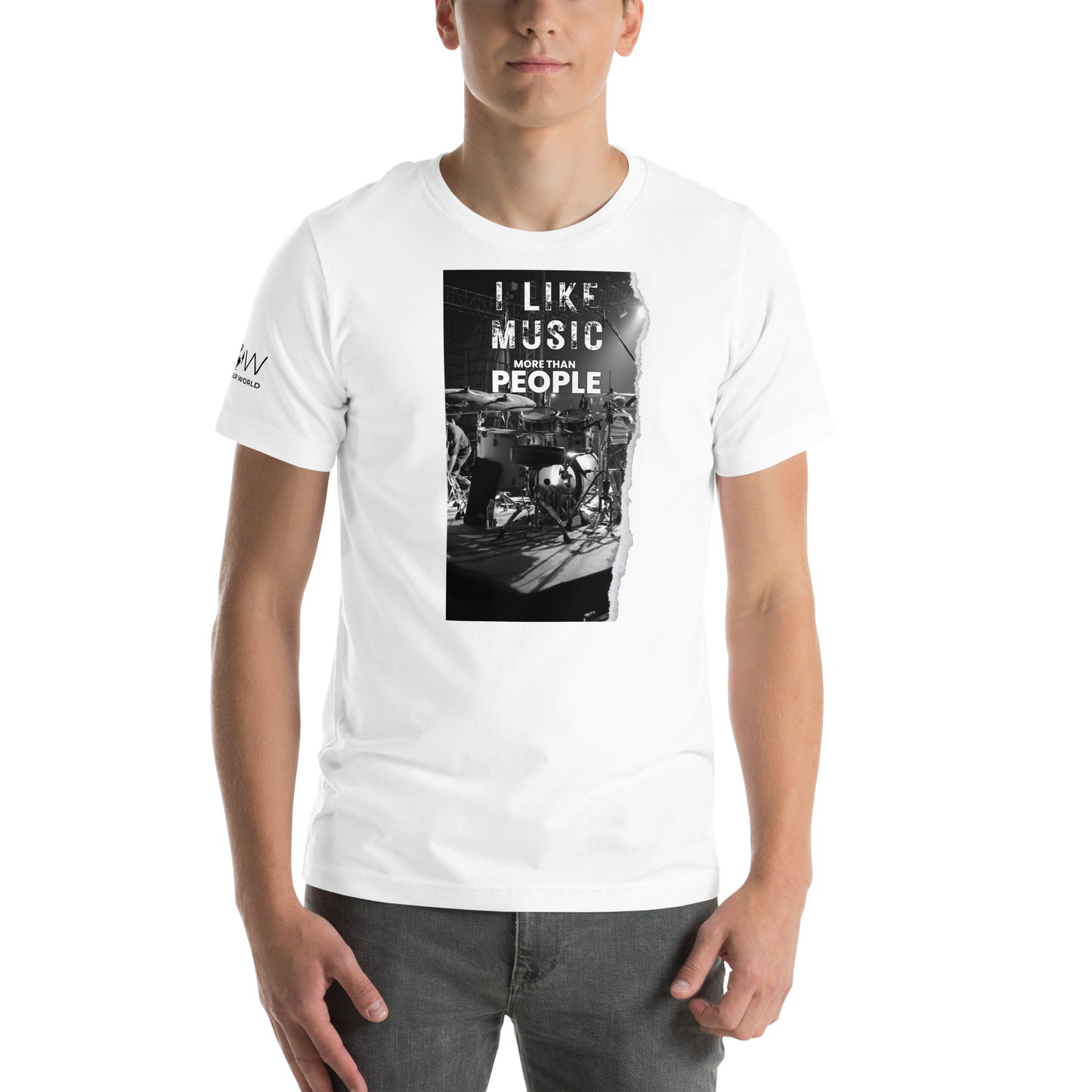 I Like Music More Than People - Drummer's Edition White Motivational Men's T-Shirt
