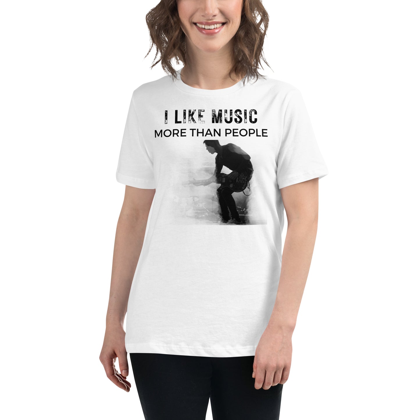 I Like Music More Than People Live - Performance Edition White Motivational Women’s T-Shirt Lifestyle