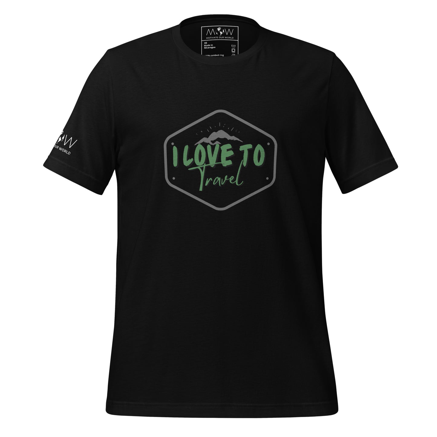 I Love to Travel Men's Motivational Black T-Shirt