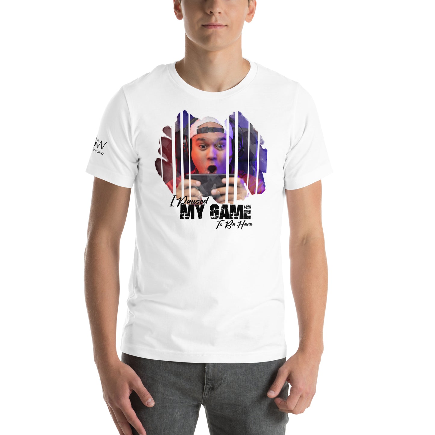 I Paused My Game To Be Here - Mobile Gamer White Motivational Men's T-Shirt
