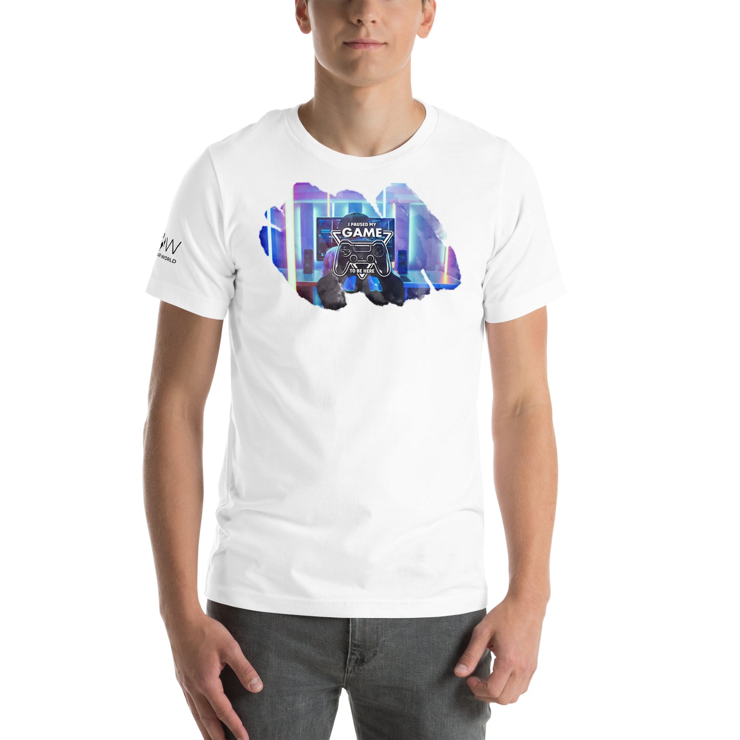 I Paused My Game to Be Here - PC Gamer White Motivational Men's T-Shirt Lifestyle