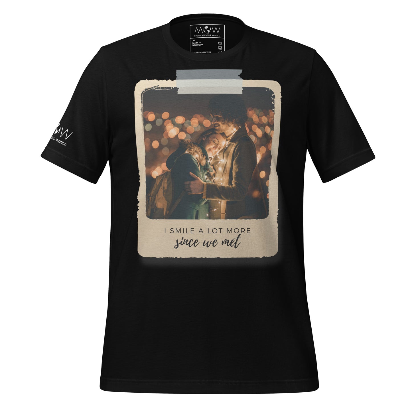 I Smile A Lot More Since We Met – Polaroid Edition Black Motivational Men's T-Shirt