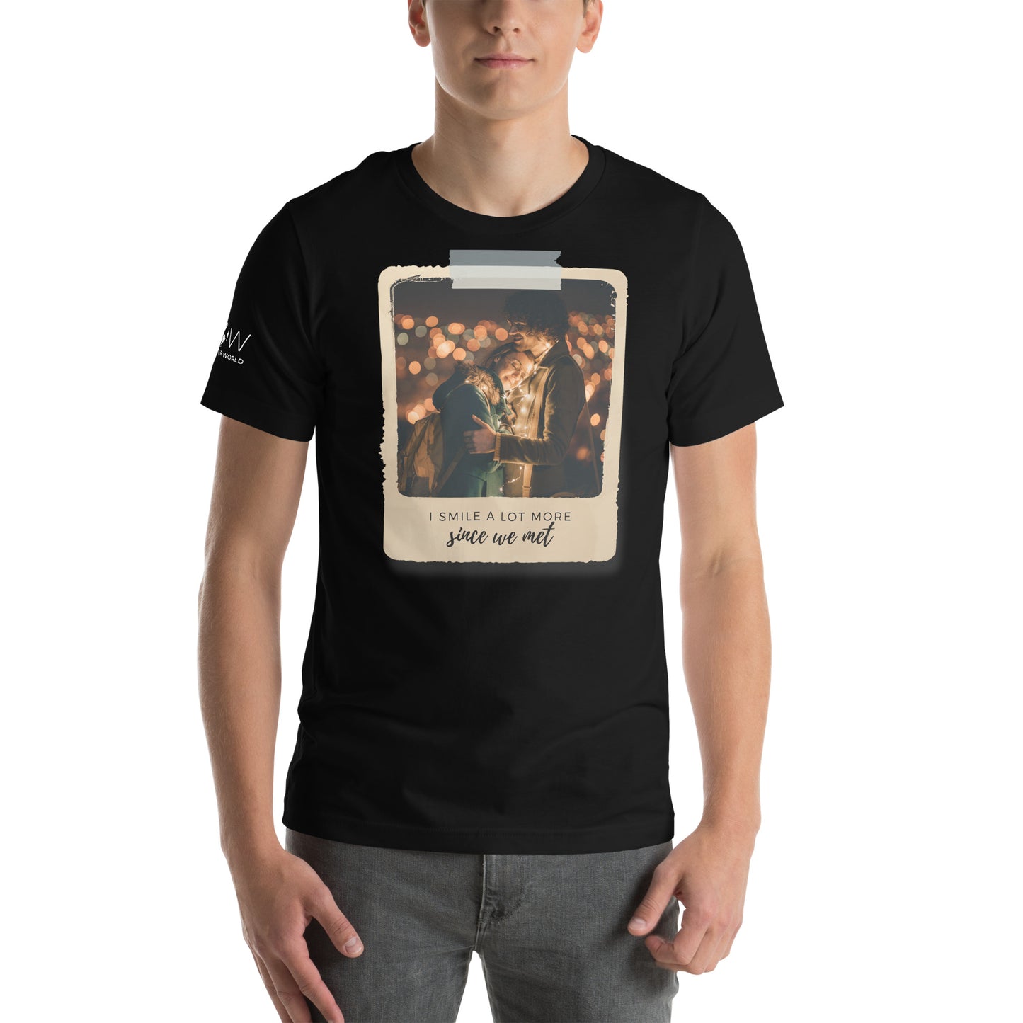 I Smile A Lot More Since We Met – Polaroid Edition Black Motivational Men's T-Shirt