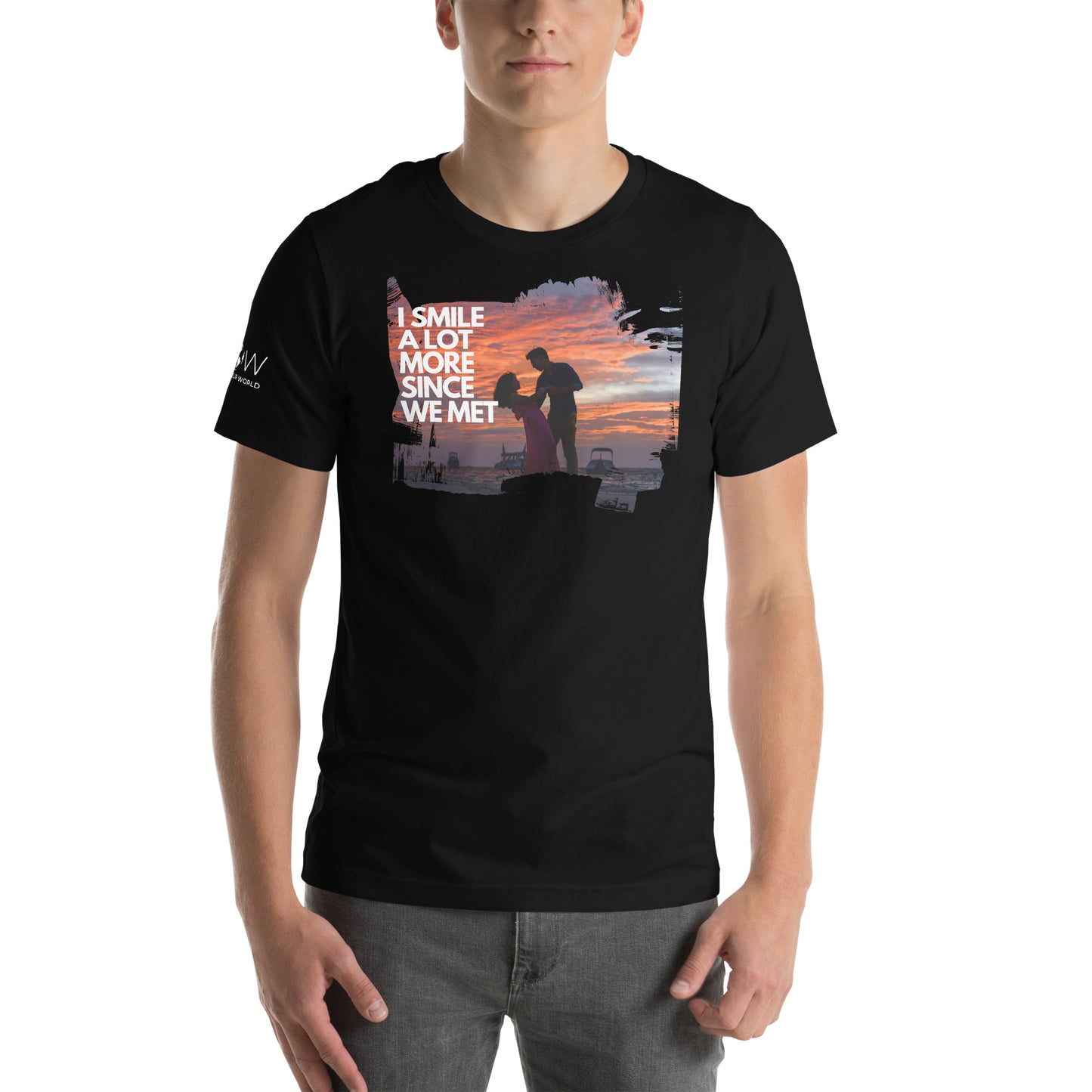 I Smile A Lot More Since We Met – Sunset Dance Edition Black Motivational Men's T-Shirt