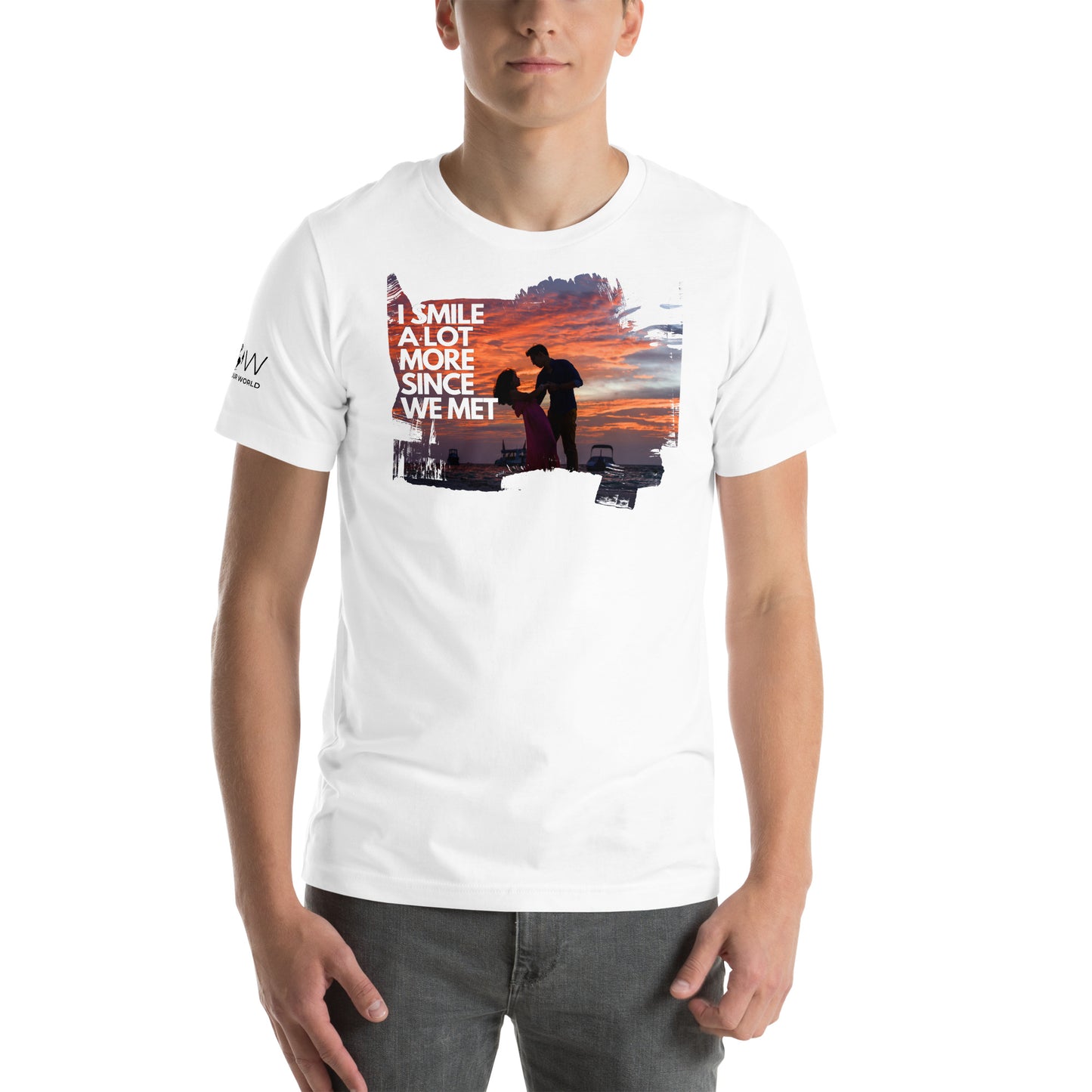 I Smile A Lot More Since We Met – Sunset Dance Edition White Motivational Men's T-Shirt