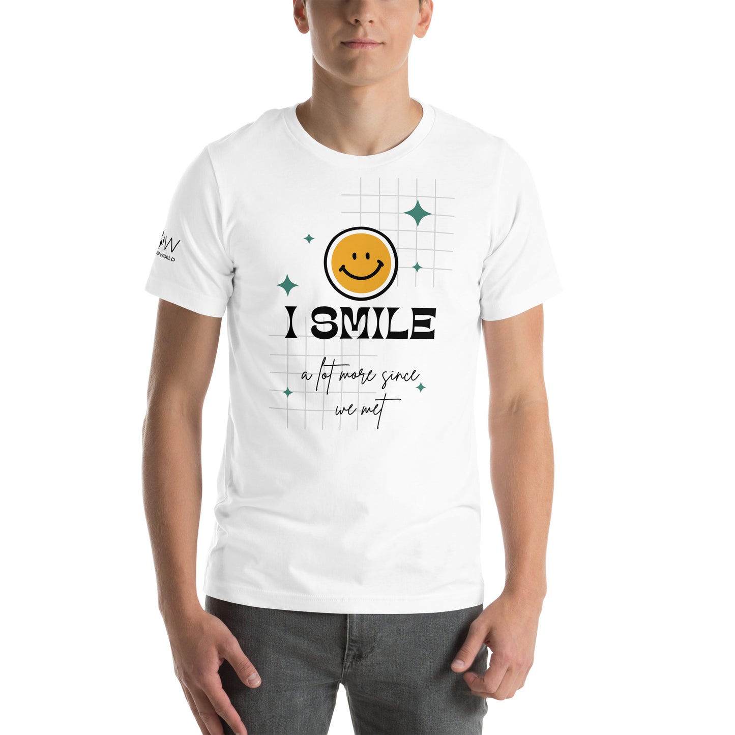 I Smile a Lot More Since We Met - White Motivational Men's T-Shirt