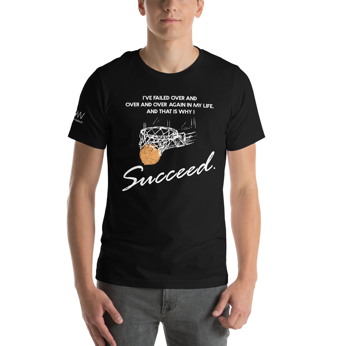 I Succeed Basketball Net Men's Motivational Black T-Shirt