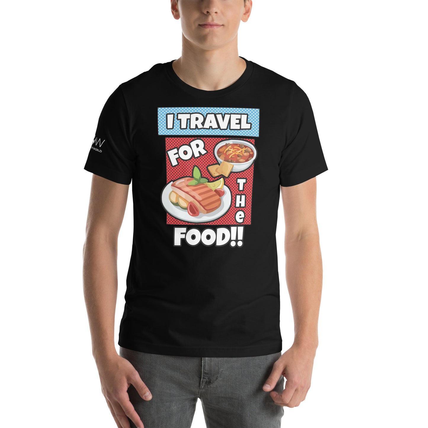 I Travel for the Food Men's Motivational Black T-Shirt