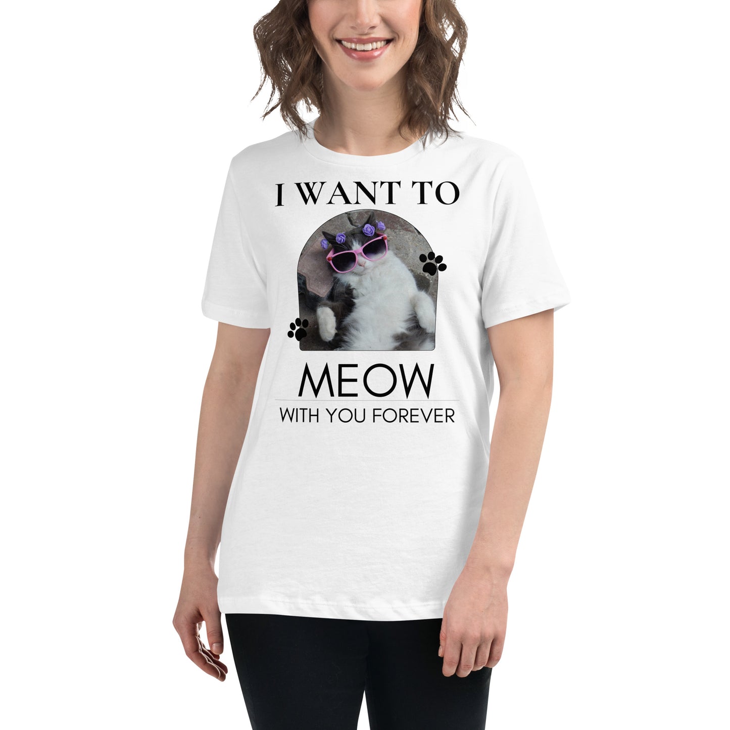 I Want to Meow with You White Motivational Women’s T-Shirt Lifestyle