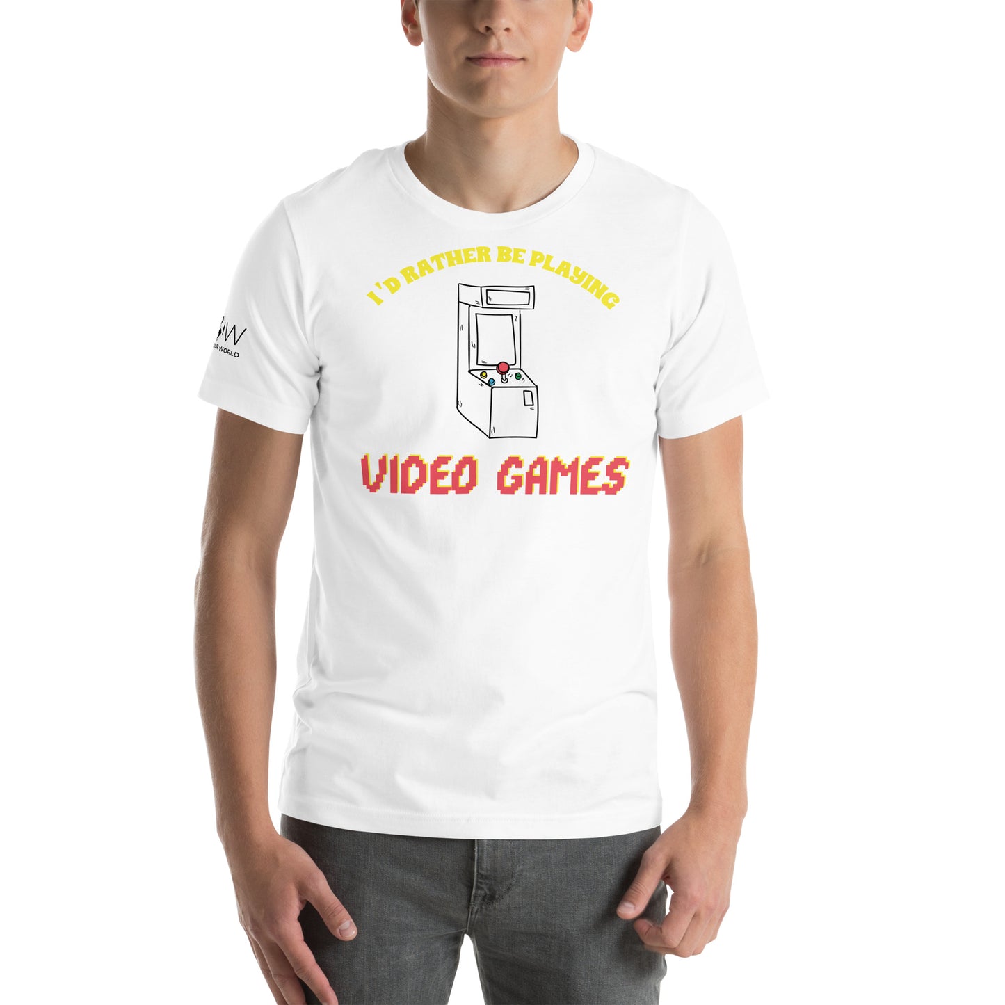 I'd Rather Be Playing Video Games - Retro Arcade White Motivational Men's T-Shirt