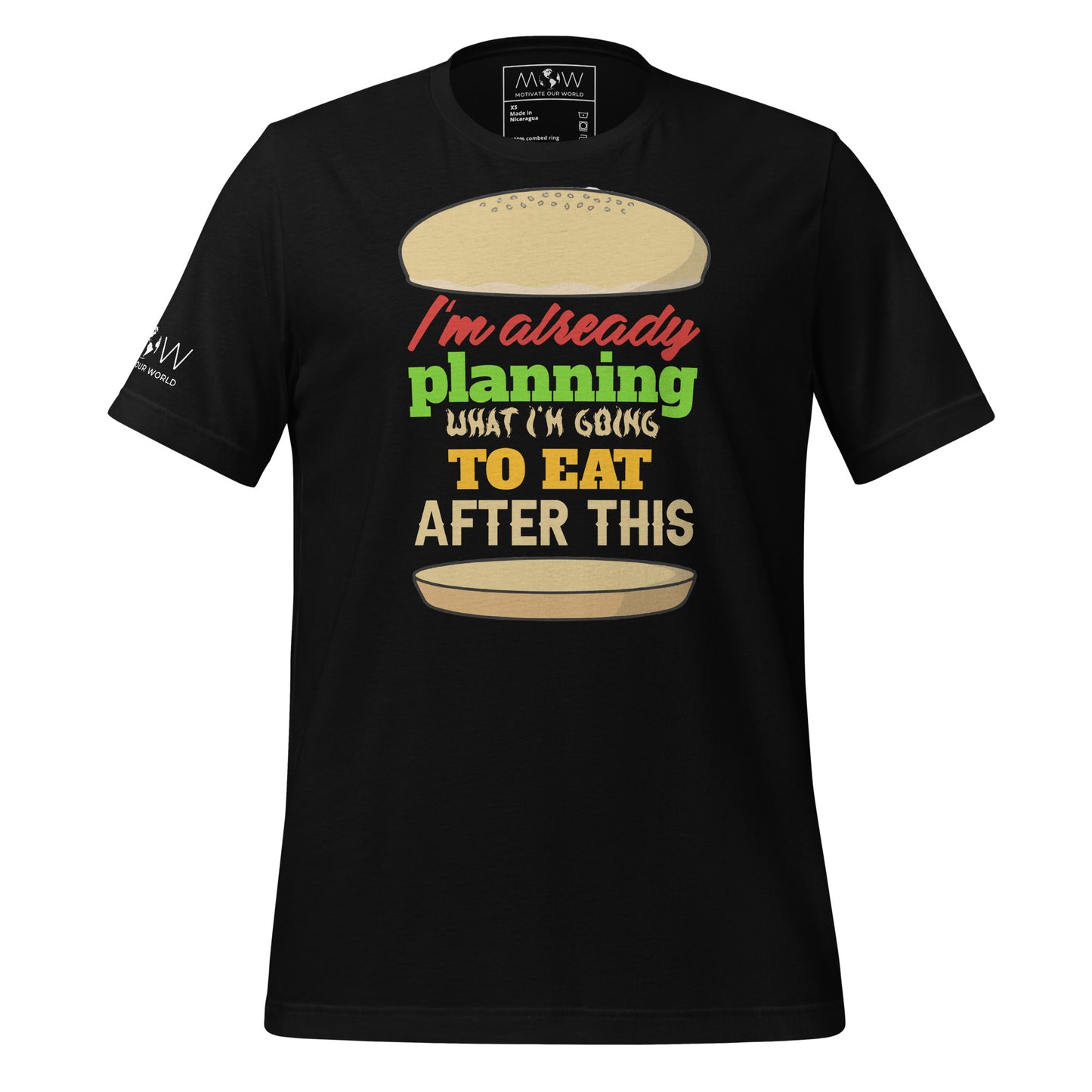 I'm Already Planning What I'm Going to Eat After This Men's Motivational Black T-Shirt