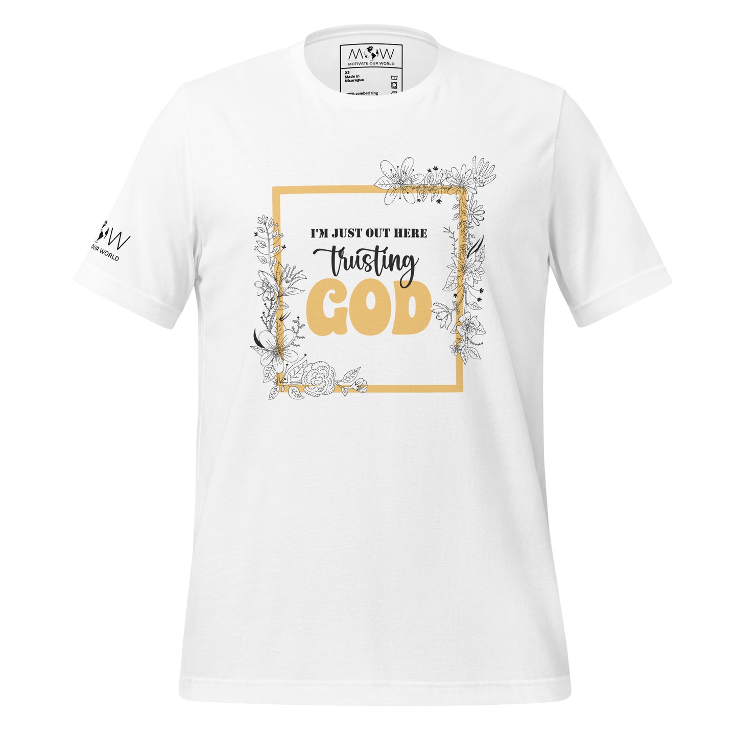 I'm Just Out Here Trusting God - Framed Men's Motivational White T-Shirt