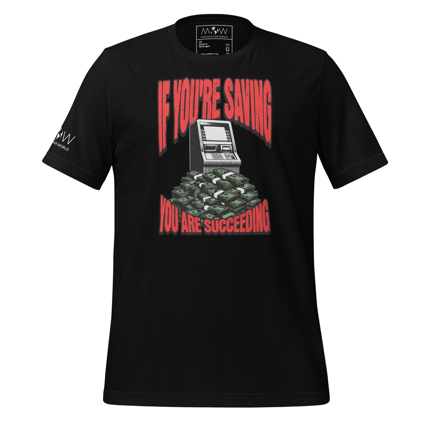 "If You’re Saving, You Are Succeeding" Men’s Motivational Black T-Shirt