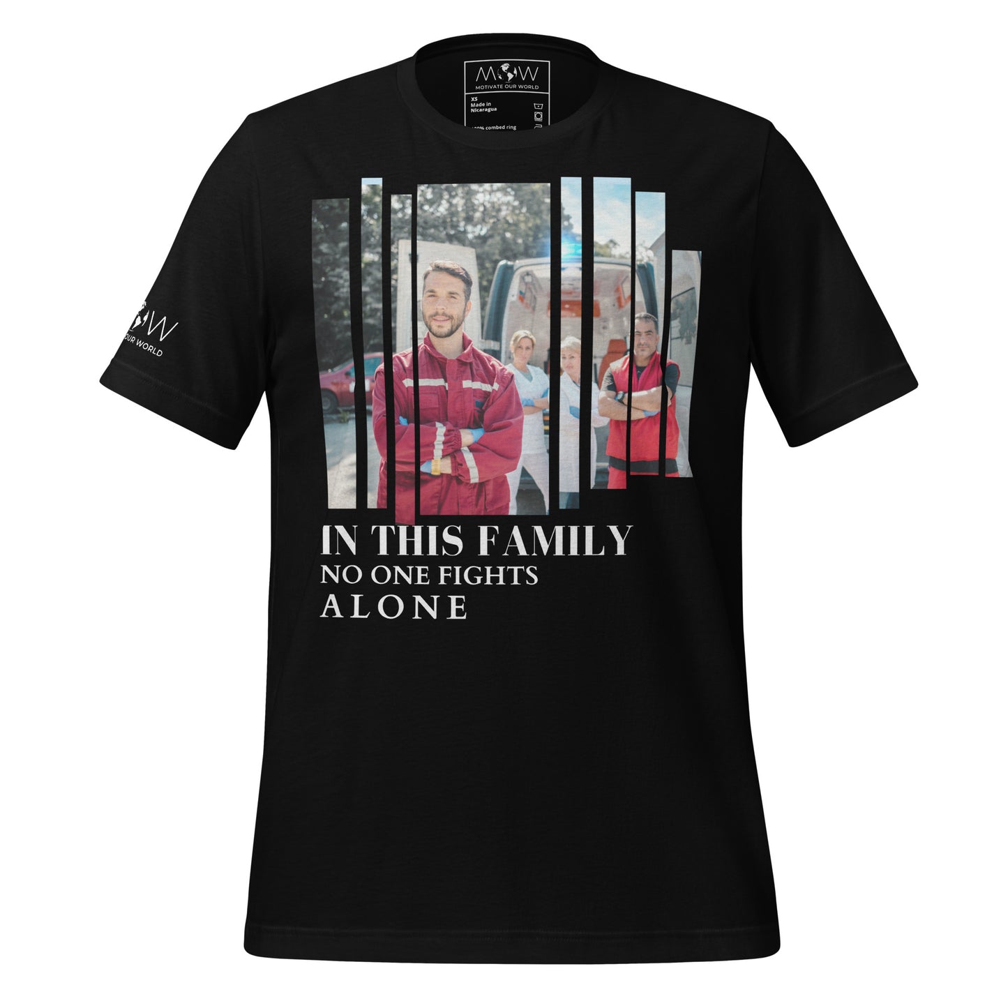 In This Family No One Fights Alone - EMS Unity Edition Black Motivational Men's T-Shirt