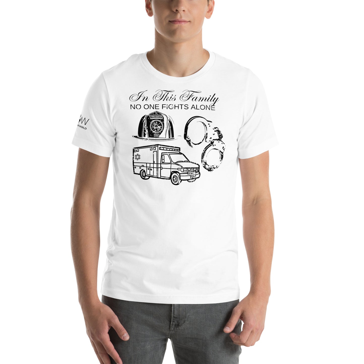 In This Family No One Fights Alone - Vintage Edition White Motivational Men's T-Shirt