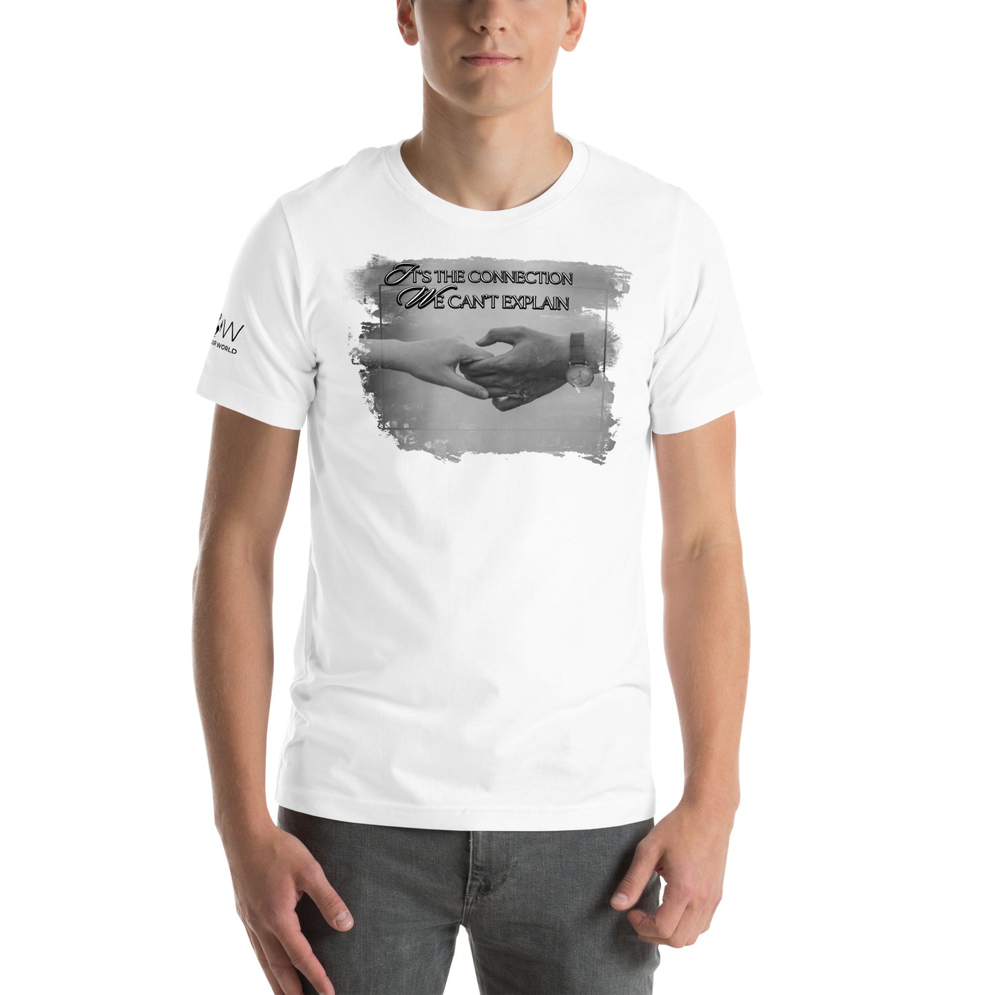 It’s the Connection We Can’t Explain – Monochrome Touch Edition White Motivational Men's T-Shirt