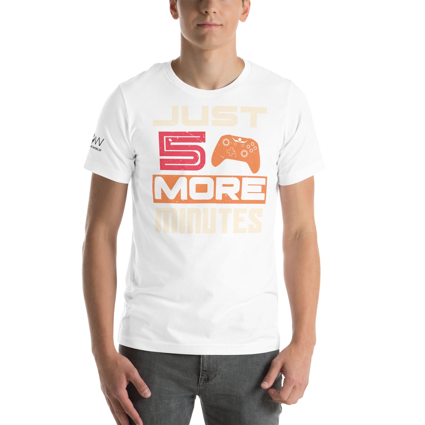 Just 5 More Minutes – Modern Gamer Edition White Motivational Men's T-Shirt