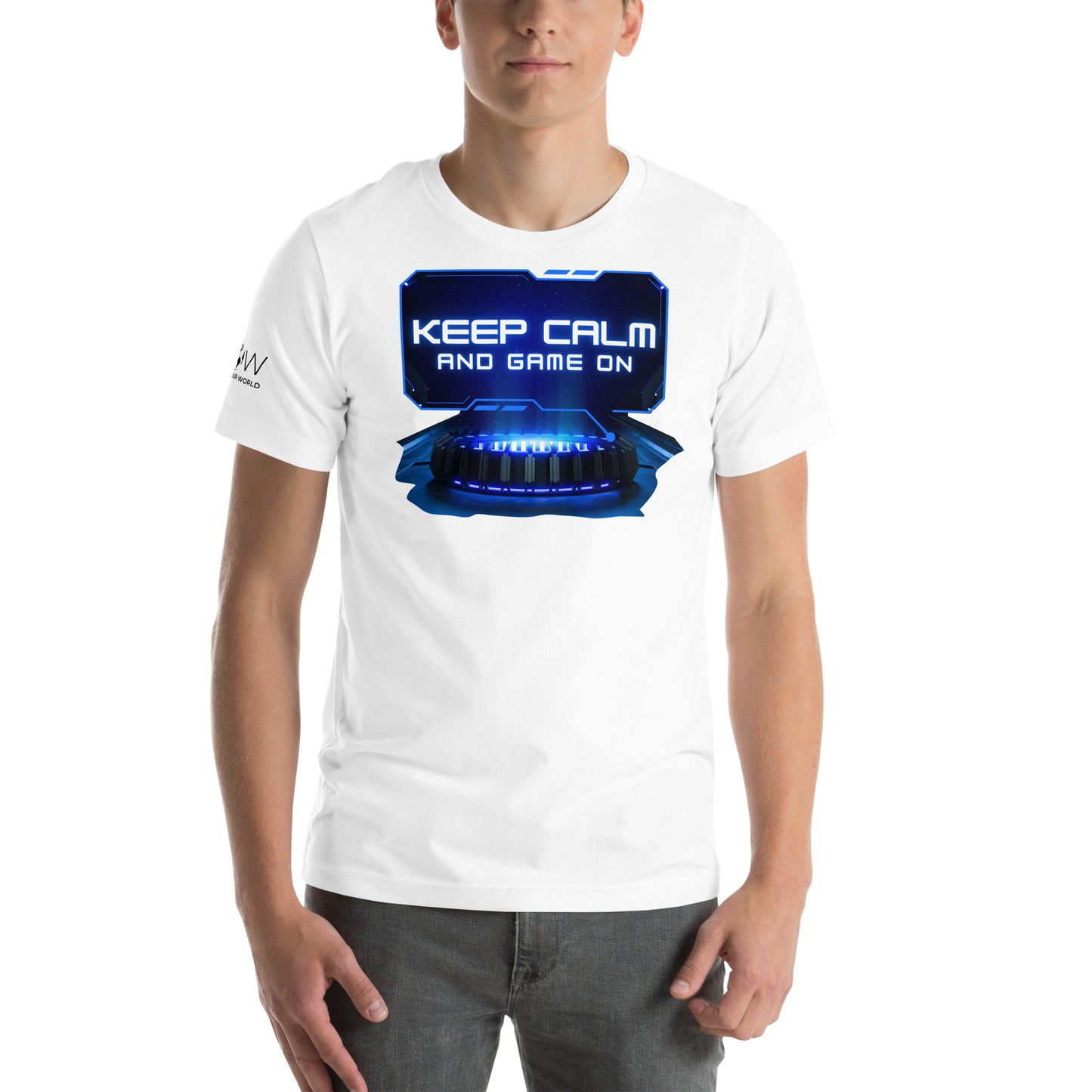 Keep Calm and Game On White Motivational Men's T-Shirt Lifestyle