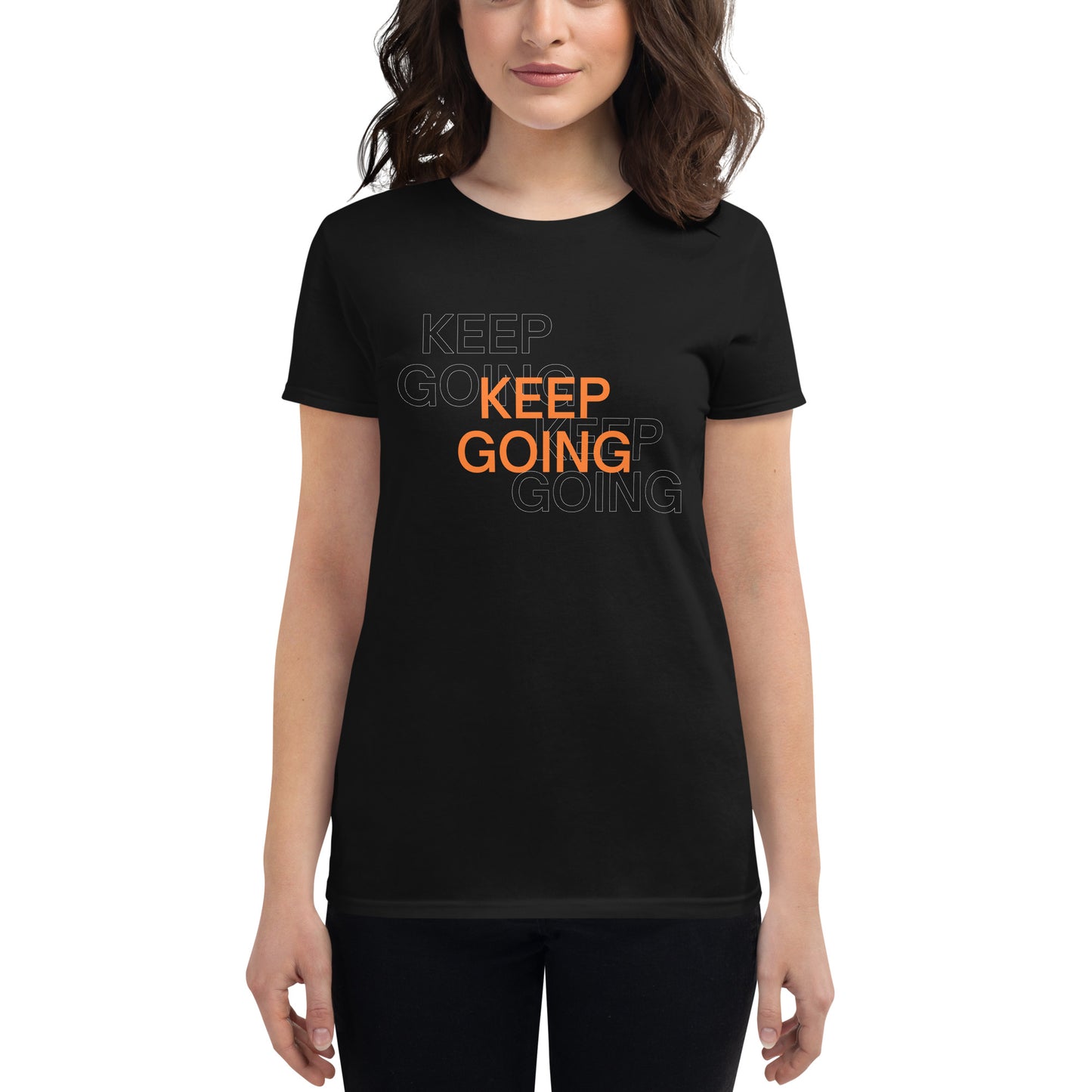 "Keep Going III" Women's Motivational Black T-Shirt