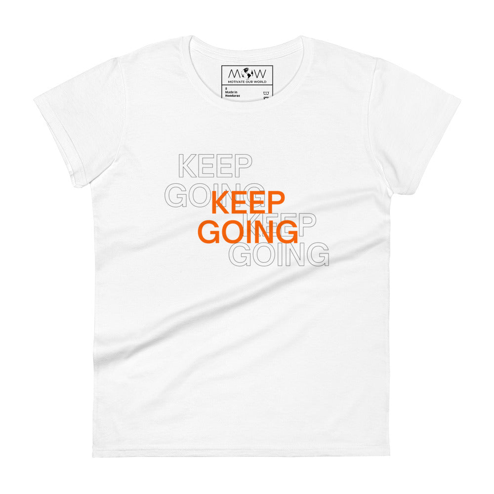 "Keep Going III" Women's Motivational White T-Shirt