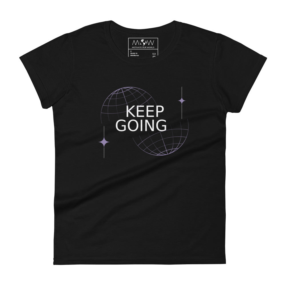 Keep Going II Women’s Motivational Black T-Shirt